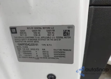 2012 GMC Acadia Denali from USA, damaged, VIN 1GKKRTED4CJ225181